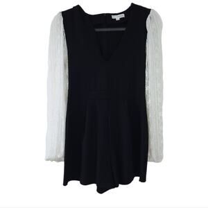 Coco + Jamieson Romper Cocktail Black with Lace Sleeves Large (FITS SMALLER)